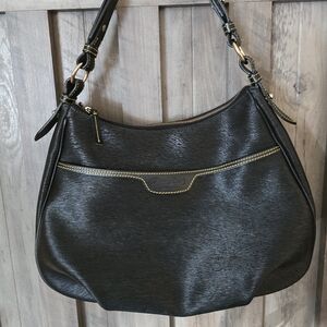 Dooney & Bourke Black Leather Medium Hobo Satchel With Red Lining New Condition